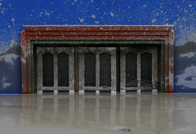 A window of a partially submerged house is seen as flood water from the swollen Melamchi river enters the village in Sindhupalchok, Nepal, June 16, 2021. (Photo by Navesh Chitrakar/Reuters)
