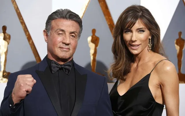 Sylvester Stallone, nominated for Best Supporting Actor for his role in “Creed”, and wife Jennifer Flavin arrive at the 88th Academy Awards in Hollywood, California February 28, 2016. (Photo by Adrees Latif/Reuters)