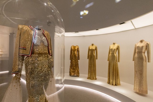 An ensemble of clothes are seen inside the press preview of the Costume Institute exhibit “Sleeping Beauties: Reawakening Fashion” at the Metropolitan Museum of Art in Manhattan in New York City, on May 6, 2024. (Photo by Jeenah Moon/Reuters)
