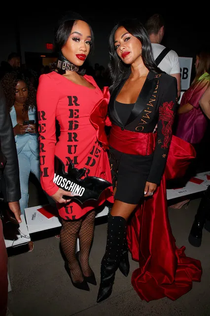 Saweetie (L) and Nicole Scherzingerattends the Jeremy Scott front row during New York Fashion Week: The Shows at Gallery I at Spring Studios on September 06, 2019 in New York City. (Photo by Astrid Stawiarz/Getty Images for NYFW: The Shows)