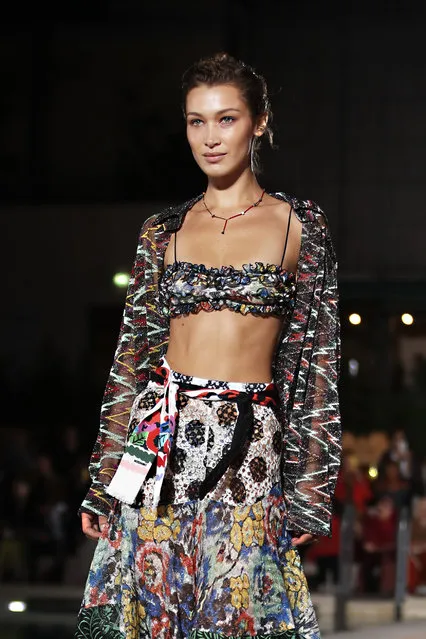 Model Bella Hadid wears a creation as part of the Missoni Spring-Summer 2020 collection, unveiled during the fashion week, in Milan, Italy, Saturday, September 21, 2019. (Photo by Antonio Calanni/AP Photo)