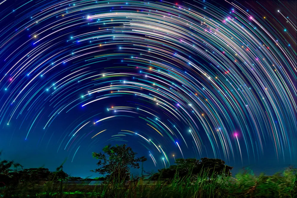 Star Trails Pictured in the Night Sky