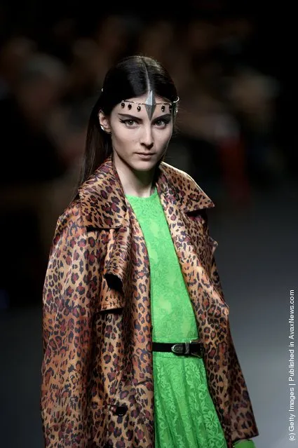 A model walks the runway in the Carlos Diez fashion show during the Mercedes-Benz Fashion Week Madrid Autumn/Winter 2012 at Ifema