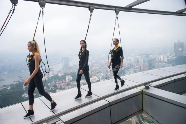 Models attend the launching ceremony for the 10th World Supermodel Production and International Fashion Show at the 233-metre-high Macao Tower, China on May 23, 2017. (Photo by Xinhua News Agency/Rex Features/Shutterstock)