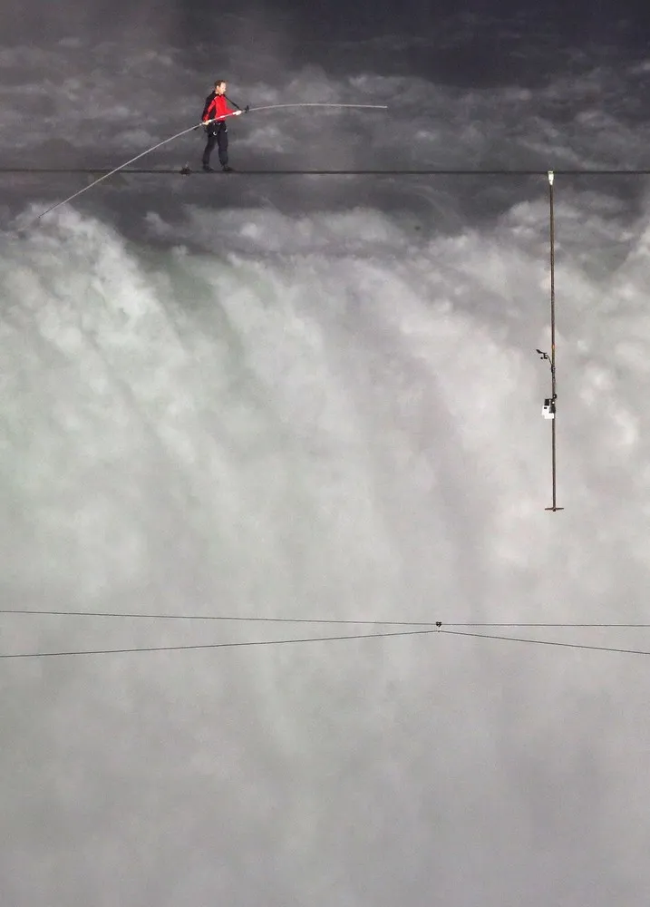 Aerialist Nik Wallenda Attempts To Cross Niagara Falls On A Tightrope