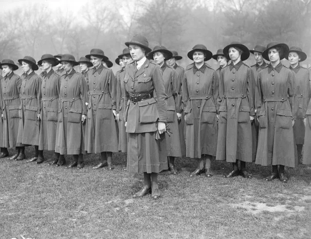 Women's Army recruits drilling. United Kingdom, 8th May 1917. (Photo by Topical Press Agency)