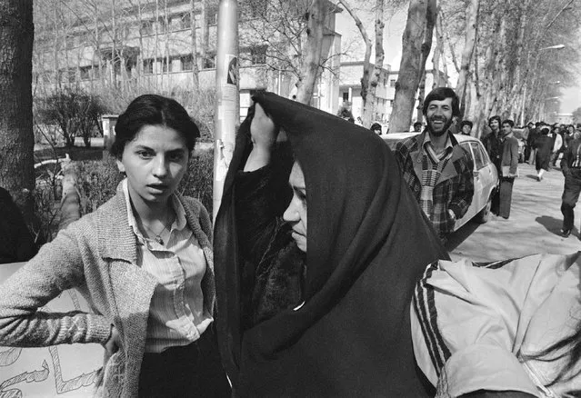 Iranian women in religious and western style dress demonstrate for equal rights in Tehran, March 12, 1979. Iran's Islamic Republic requires women to cover up in public. But many Iranian women have long played a game of cat-and-mouse with authorities as a younger generation wears their veils more loosely or skirts requirements for conservative dress. (Photo by Richard Tomkins/AP Photo/File)