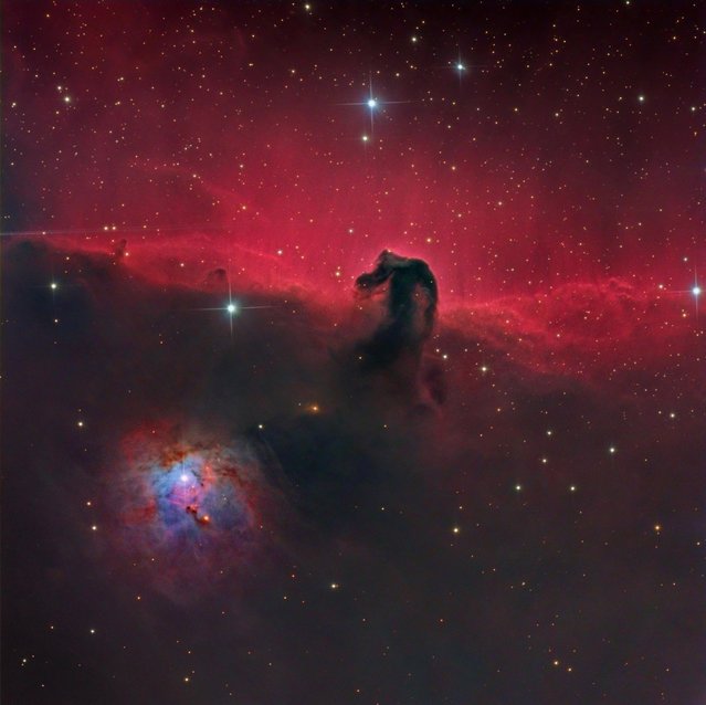 Taken from Tivoli Southern Sky Guest Farm in Namibia, the great Horsehead nebula is overlooking the striking and often overlooked Nebula NGC 2023. (Photo by Kfir Simon/Astronomy Photographer of the Year 2018)