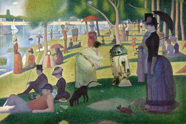 “Star Wars” Portraits: Georges Seurat, A Sunday Afternoon on the Island of La Grande Jatte, with Leia Organa and R2-D2. (Photo by Dave Hamilton/Caters News)