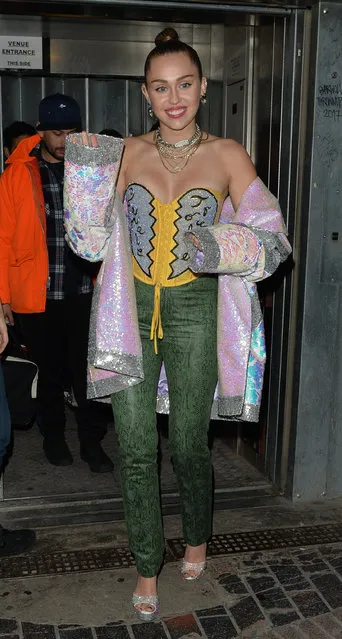 Miley Cyrus leaving Borderline club in London's Soho after her gig on December 8, 2018. (Photo by Palace Lee/Splash News and Pictures)