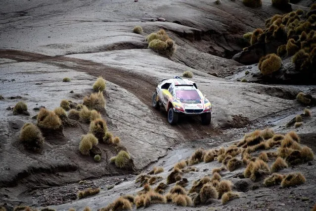 2017 Paraguay-Bolivia-Argentina Dakar rally, 39th Dakar Edition, Eighth stage from Uyuni, Bolivia to Salta, Argentina on January 10, 2017. Peugeot's driver Cyril Despres and co-driver David Castera of France in action. (Photo by Franck Fife/Reuters)