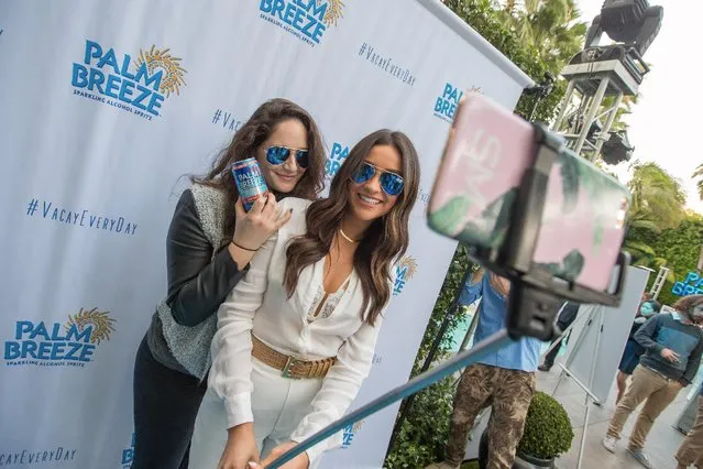 Actress and host Shay Mitchell (R) poses with friend Samantha Rosenmann at the launch party for Palm Breeze, a new sparkling alcohol spritz from Mike's Hard Lemonade, Co., at the Viceroy Santa Monica, Saturday, April 25, 2015 in Santa Monica, Calif. (Photo by Jeff Lewis/AP Images for Palm Breeze)