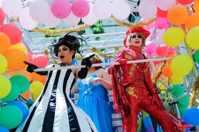 Costumed participants attend the Tokyo Rainbow Pride parade on the streets of Tokyo, Japan, 08 May 2016. Thousands of sexual minorities of the LGBT (lesbian, gay, bisexual, and transgender) community and their supporters paraded through the streets of downtown Tokyo to promote a society free of prejudice and discrimination. (Photo by Christopher Jue/EPA)