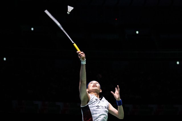 Taiwan's Tai Tzu-ying hits a return against Japan's Natsuki Nidaira during their women's singles quarter final on day four of the Japan Open badminton tournament at Yokohama Arena in Yokohama, Kanagawa prefecture, south of Tokyo on August 23, 2024. (Photo by Yuichi Yamazaki/AFP Photo)
