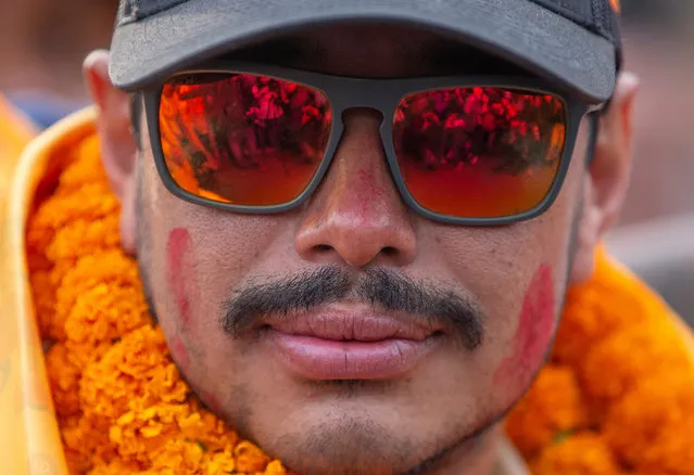 Nepalese mountaineer Nirmal Purja speaks upon his arrival at Tribhuvan International Airport in Kathmandu, Nepal, 30 October 2019. According to media reports, Nirmal Purja completed a record breaking feat after climbing all the world's peaks above 8,000m in under seven months. Nirmal Purja completed his last climb on Mount Shishapangma in China, with an altitude of 8,027 metres above sea level, on 29 October. (Photo by Narendra Shrestha/EPA/EFE)