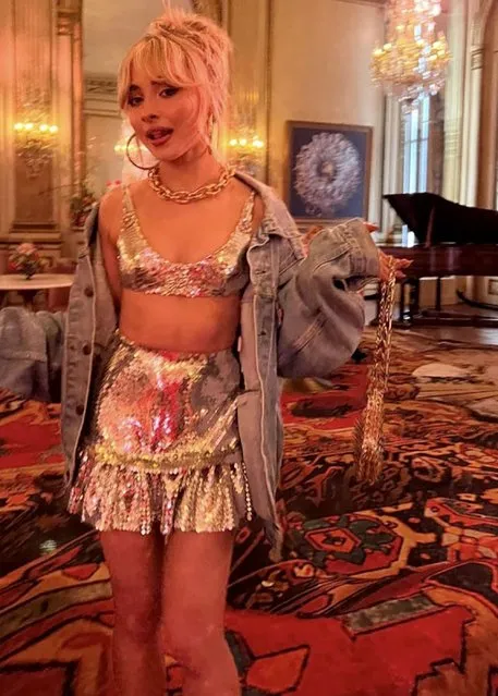 American singer Sabrina Carpenter changed into an embellished two-piece set for the Met Gala afterparty on May 2, 2022. (Photo by Sabrina Carpenter/Instagram)