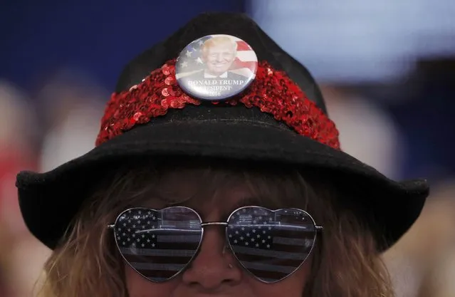 A convention attendee sports a button on her hat supporting Republican U.S. presidential candidate Donald Trump at the Republican National Convention in Cleveland, Ohio, U.S., July 18, 2016. (Photo by Brian Snyder/Reuters)