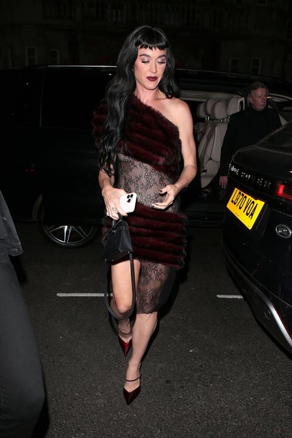 American singer-songwriter Katy Perry and English actor Orlando Bloom arriving at her gig afterparty on December 11, 2024. (Photo by RV/TM/Splash News and Pictures)