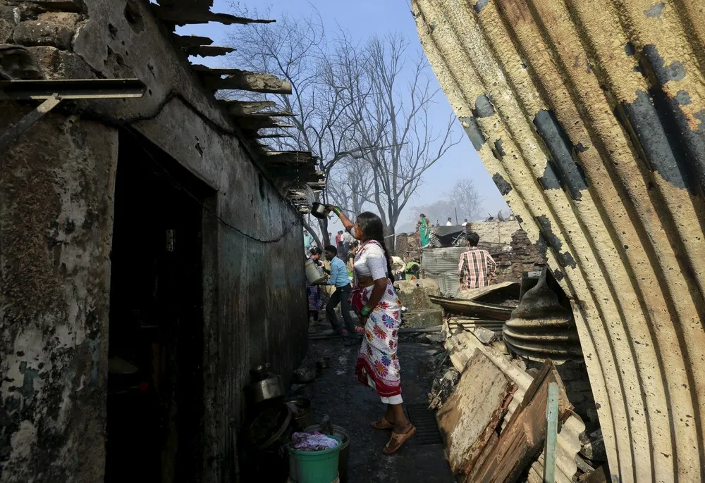Fire in a Slum Area in Mumbai