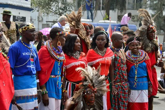 A contingent from Kenya is seen on the sidelines during the annual Calabar cultural festival in Calabar, Nigeria, December 28, 2015. (Photo by Reuters/Stringer)