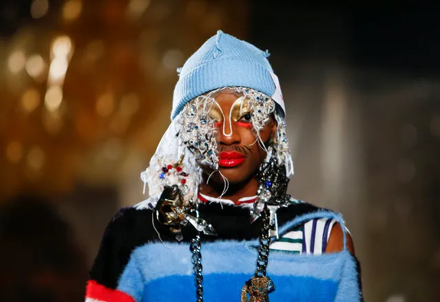 A model presents a creation during the Charles Jeffrey LOVERBOY catwalk show at London Fashion Week Men's in London, Britain January 5, 2019. (Photo by Henry Nicholls/Reuters)