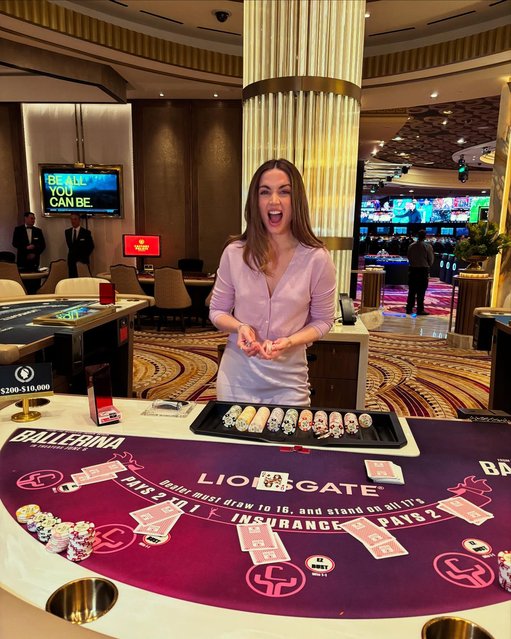 Cuban-Spanish actress Ana De Armas finds her lucky table while in Las Vegas for Cinemacon in the last decade of March 2025. (Photo by ana_d_armas/Instagram)