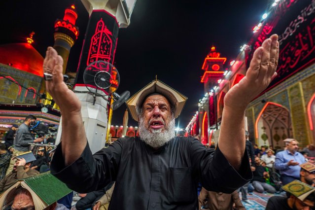 Thousands flock to the Tomb of Prophet Ali to commemorate the 1364th anniversary of his martyrdom in Najaf, Iraq on March 19, 2025. On the night coinciding with Laylat al-Qadr, which is accepted by Shiites as one of the 19th, 21st and 23rd days of Ramadan, many Iraqis worshipped and lamented collectively. (Photo by Karar Essa/Anadolu via Getty Images)