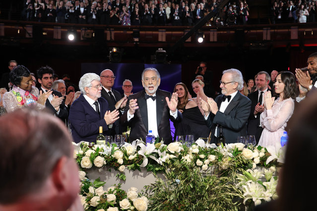 (L-R) Mellody Hobson, George Lucas, Francis Ford Coppola, Steven Spielberg and Gia Coppola attend the 50th Annual AFI Life Achievement Award honoring Francis Ford Coppola at Dolby Theatre on April 26, 2025 in Hollywood, California. (Photo by Monica Schipper/Getty Images for Warner Bros. Discovery)