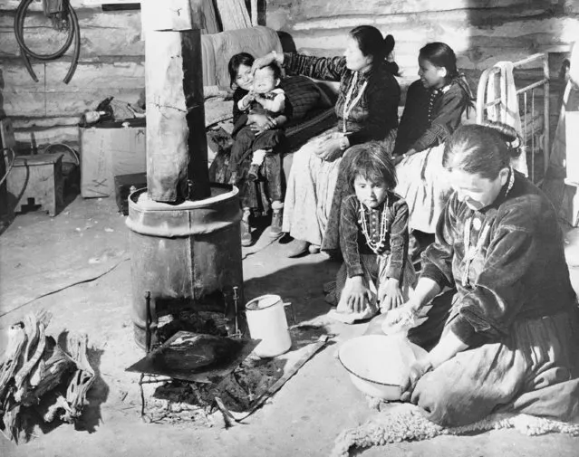 Typical Navajo home at Window Rock, Arizona, June 3, 1945 reflects the squalor and overcrowding of the Indians living conditions. (Photo by AP Photo)