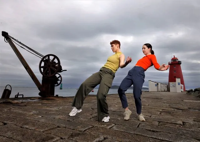 Dancers Simone O’Toole and Róisín Whelan from Catherine Young Dance’s A Call To You perform routines in advance of their eight-venue national tour on April 5, 2023. A Call To You is described as a passionate celebration of life, togetherness and dance featuring a cast of outstanding international and Irish performers and live music. (Photo by Alan Betson/The Irish Times)