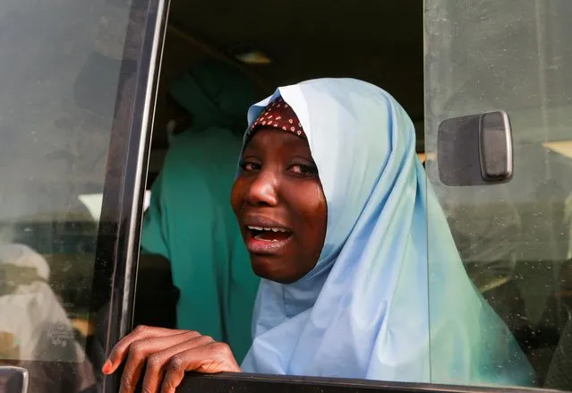 A rescued JSS Jangebe schoolgirl reacts after arriving in Jangebe, Zamfara, Nigeria on March 3, 2021. (Photo by Afolabi Sotunde/Reuters)