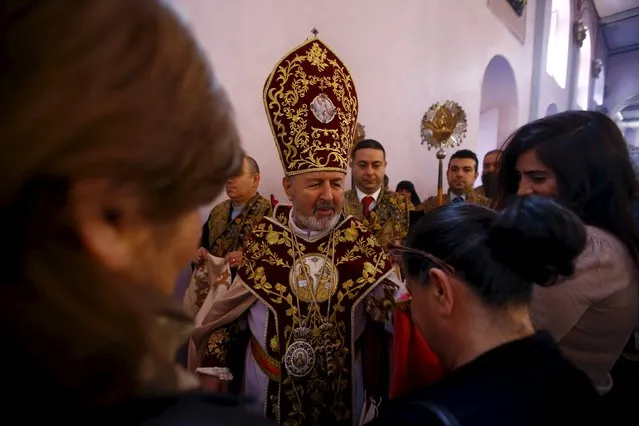 Archbishop Aram Atesyan, General Vicar of Armenian Patriarch in Turkey leads an Easter service at the Surp Asdvadzadzin Patriarchal Church in Istanbul April 5, 2015. (Photo by Osman Orsal/Reuters)