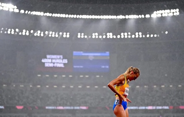Ukraine's Viktoriya Tkachuk before competing in the women's 400m hurdles semi-finals during the Tokyo 2020 Olympic Games at the Olympic stadium in Tokyo on August 2, 2021. (Photo by Dylan Martinez/Reuters)