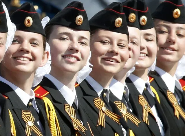 Russian female cadets march during the Victory Day parade at Red Square in Moscow, Russia, May 9, 2015. (Photo by Grigory Dukor/Reuters)