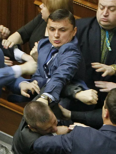 Deputies clash during a session of the parliament in Kiev April 8, 2014. (Photo by Valentyn Ogirenko/Reuters)