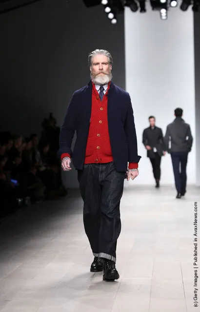 A model walks the runway during the Oliver Spencer show at London Fashion Week Autumn/Winter 2012 at Somerset House