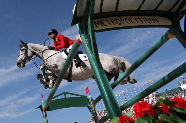 Germany's Christian Kukuk with horse Checker 47 competes in the equestrian's jumping individual final during the Paris 2024 Olympic Games at the Chateau de Versailles, in Versailles, in the western outskirts of Paris, on August 6, 2024. (Photo by Paul Childs/Reuters)