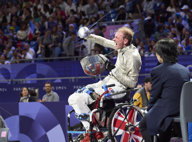 Handout photo provided by ParalympicsGB of Piers Gilliver competing in the Individual Sabre A - Men event during day six of the Paris 2024 Summer Paralympic Games on Tuesday, September 3, 2024. (Photo by ParalympicsGB/PA Wire)