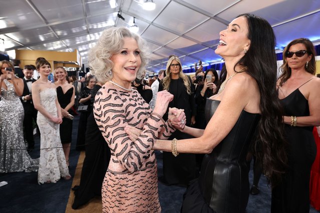 Jane Fonda, left, and Demi Moore arrive at the 31st annual Screen Actors Guild Awards on Sunday, Feb. 23, 2025, at the Shrine Auditorium in Los Angeles. Moore won the award for outstanding performance by a female actor in a leading role for her performance in The Substance. (Photo by Mario Anzuoni/Reuters)
