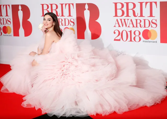 Dua Lipa arrives at the Brit Awards at the O2 Arena in London, England on February 21, 2018. (Photo by Eddie Keogh/Reuters)