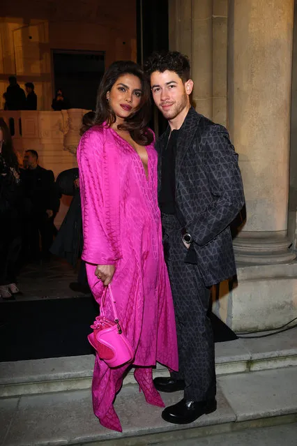Priyanka Chopra and Nick Jonas attend the Valentino Womenswear Fall Winter 2023-2024 show as part of Paris Fashion Week on March 05, 2023 in Paris, France. (Photo by Jacopo Raule/Getty Images)
