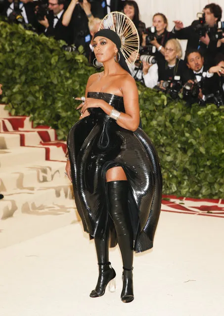 Solange Knowles attends The Metropolitan Museum of Art's Costume Institute benefit gala celebrating the opening of the Heavenly Bodies: Fashion and the Catholic Imagination exhibition on Monday, May 7, 2018, in New York. (Photo by Carlo Allegri/Reuters)