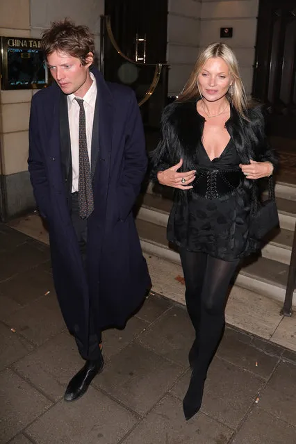 Count Nikolai von Bismarck and Kate Moss attending her birthday party at China Tang restaurant on January 15, 2019 in London, England. (Photo by Mark R. Milan/GC Images)