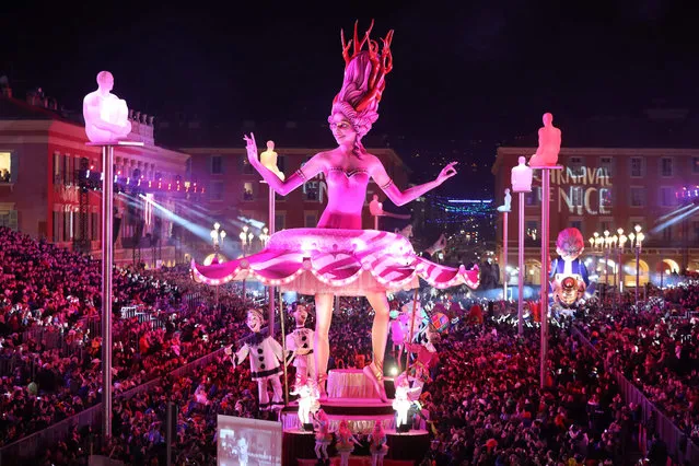 The queen's float parades during the Nice carnival parade on February 16, 2019 in Nice, southeastern France. (Photo by Valéry Hache/AFP Photo)