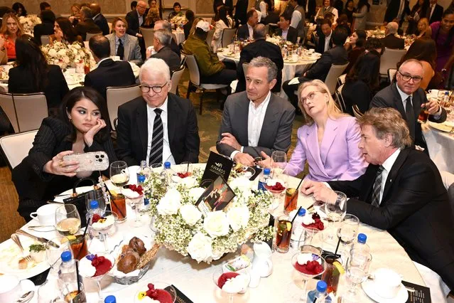 (L-R) Actors Selena Gomez, Steve Martin, Bob Iger, Meryl Streep, and Martin Short attend the AFI Awards at Four Seasons Hotel Los Angeles at Beverly Hills on January 12, 2024 in Los Angeles, California. (Photo by Michael Kovac/Getty Images for AFI)