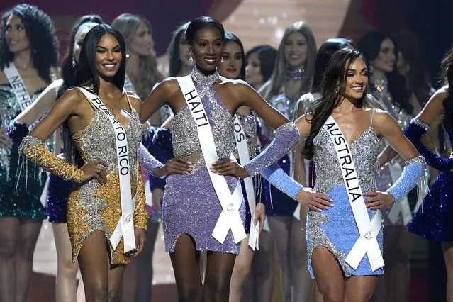 (From L) Miss Puerto Rico Ashley Carino, Miss Haiti Mideline Phelizor and Miss Australia Monique Riley take part of the 71st Miss Universe competition at the New Orleans Ernest N. Morial Convention Center in New Orleans, Louisiana on January 14, 2023. (Photo by Timothy A. Clary/AFP Photo)