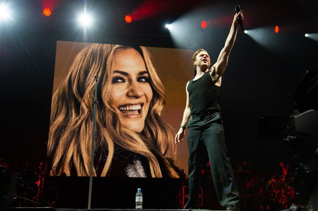 Olly Murs performs at Flackstock 2024 at Englefield House on July 22, 2024 in Reading, England — an event created to honour the memory of his friend and former co-star Caroline Flack, who took her own life in 2020. (Photo by Joseph Okpako/WireImage)