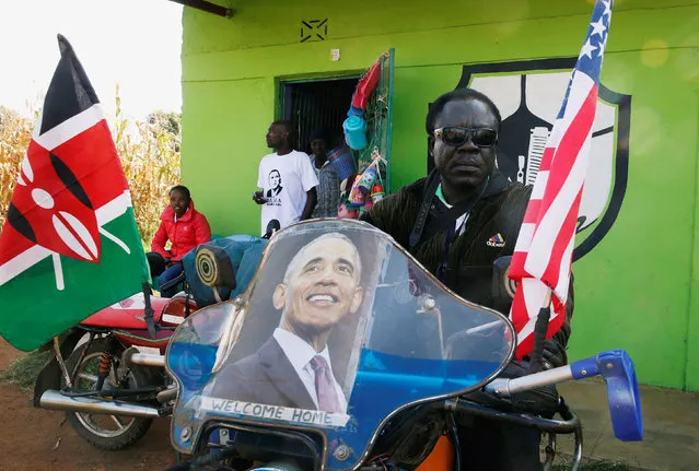 A resident seats on his motorbike ahead of the visit by the former U.S. President Barack Obama to his ancestral Nyangoma Kogelo village in Siaya county, western Kenya July 16, 2018. (Photo by Thomas Mukoya/Reuters)