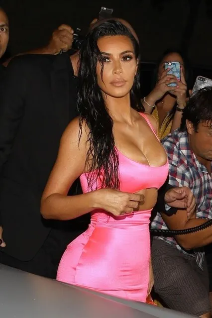 Family and celebrities arrive at Kylie Jenner's 21st birthday celebration at Craig's in West Hollywood, CA on August 9, 2018. Pictured: Kim Kardashian. (Photo by Vasquez-Max Lopes/Backgrid)