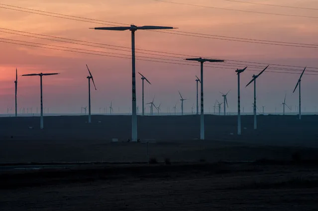 A wind farm near Xilingol. (Photo by Gilles Sabrie/The Washington Post)